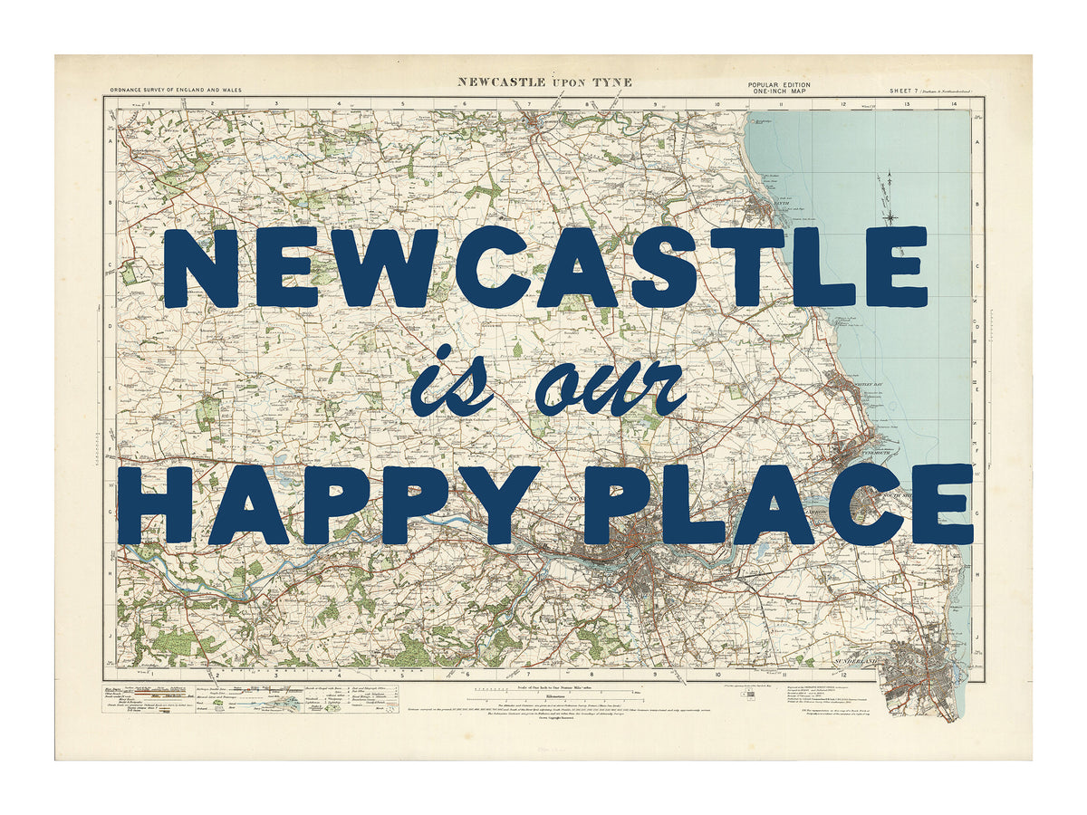 Personalised Quote on Map Print | Personalised Vintage Map Picture - Unframed