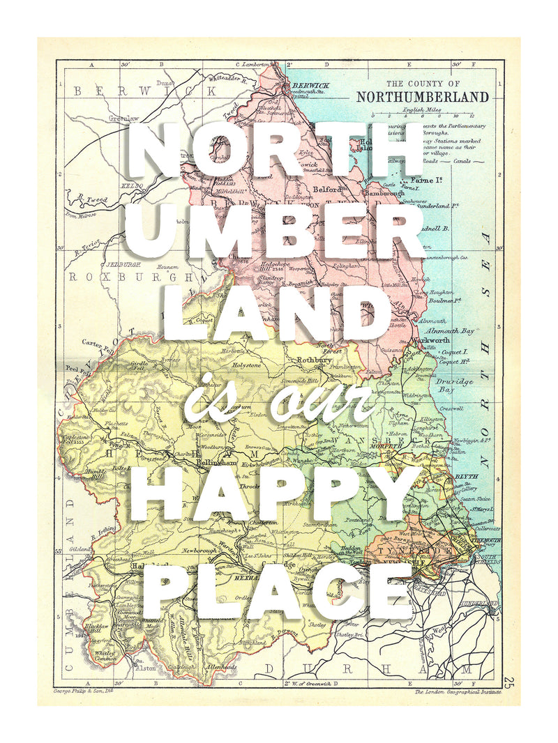 Personalised Quote on Map Print | Personalised Vintage Map Picture - Framed