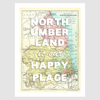 Happy Place Map With White Font - Personalised