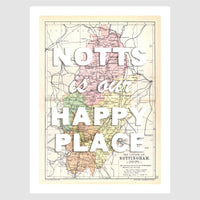 Happy Place Map With White Font - Personalised