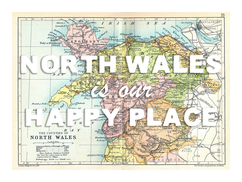 Personalised Quote on Map Print | Personalised Vintage Map Picture - Unframed