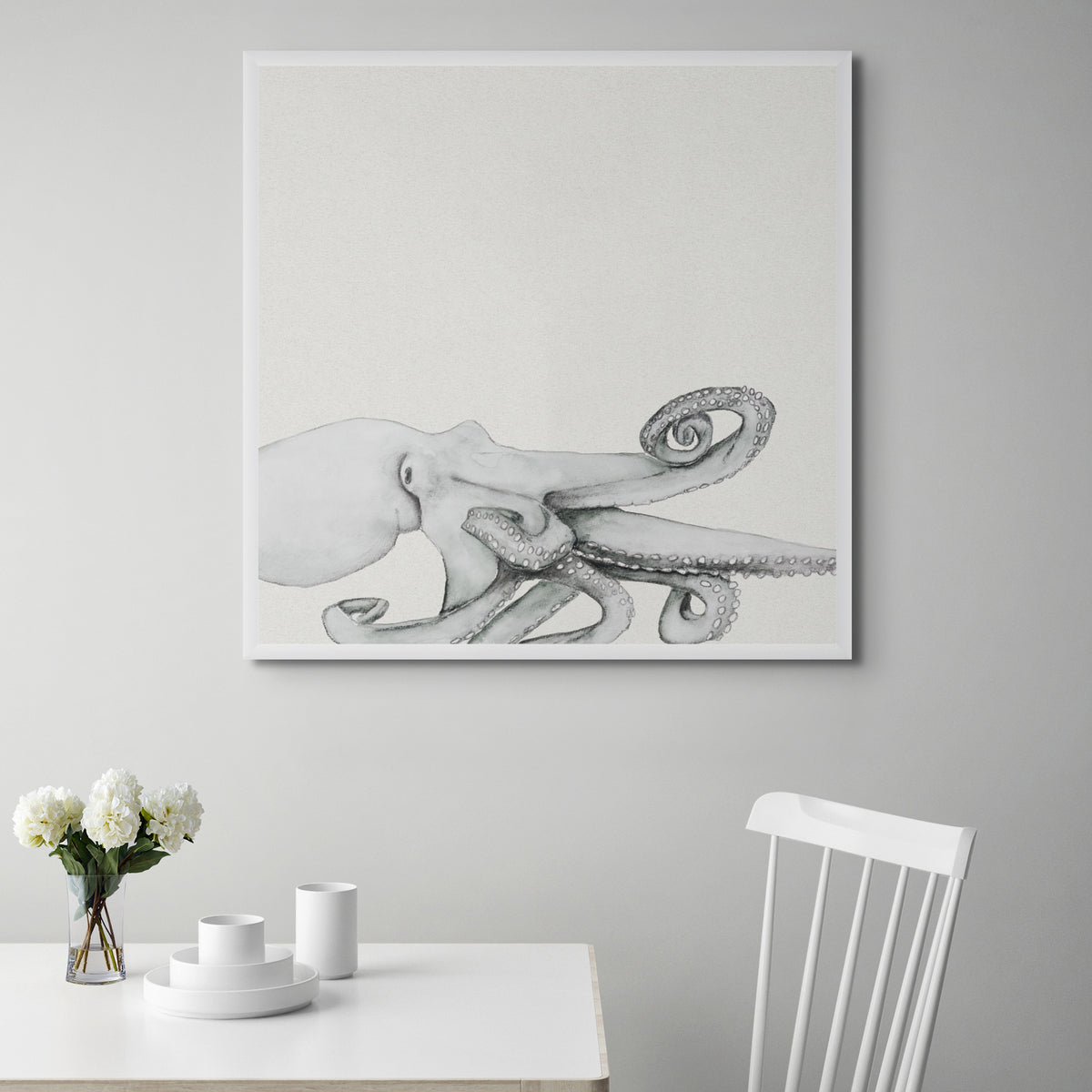 Ink Wash Octopus Art Print | Square Format - Unframed