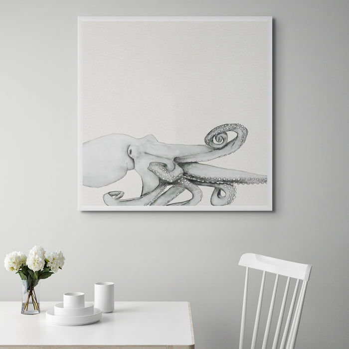 Ink Wash Octopus Art Print | Square Format - Framed