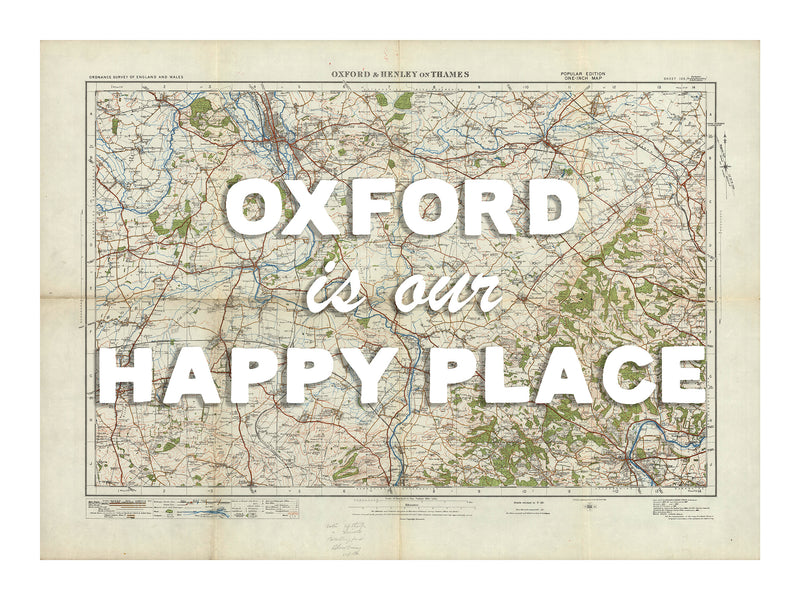 Happy Place Map With White Font - Personalised