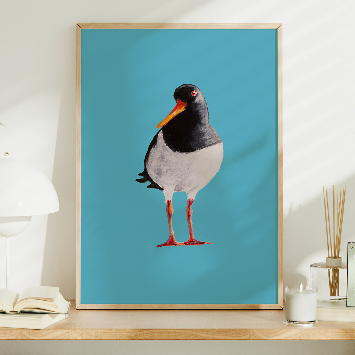 Oyster Catcher Bird Painting | Bird Art Print - Framed