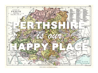 Happy Place Map With White Font - Personalised