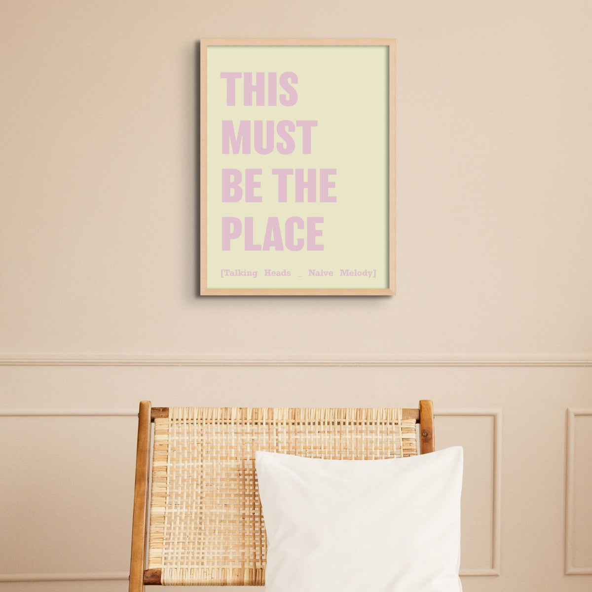 This Must Be The Place (Yellow) Song Lyric Typography Art Print - Unframed Beach House Art - Vintage bird paintings