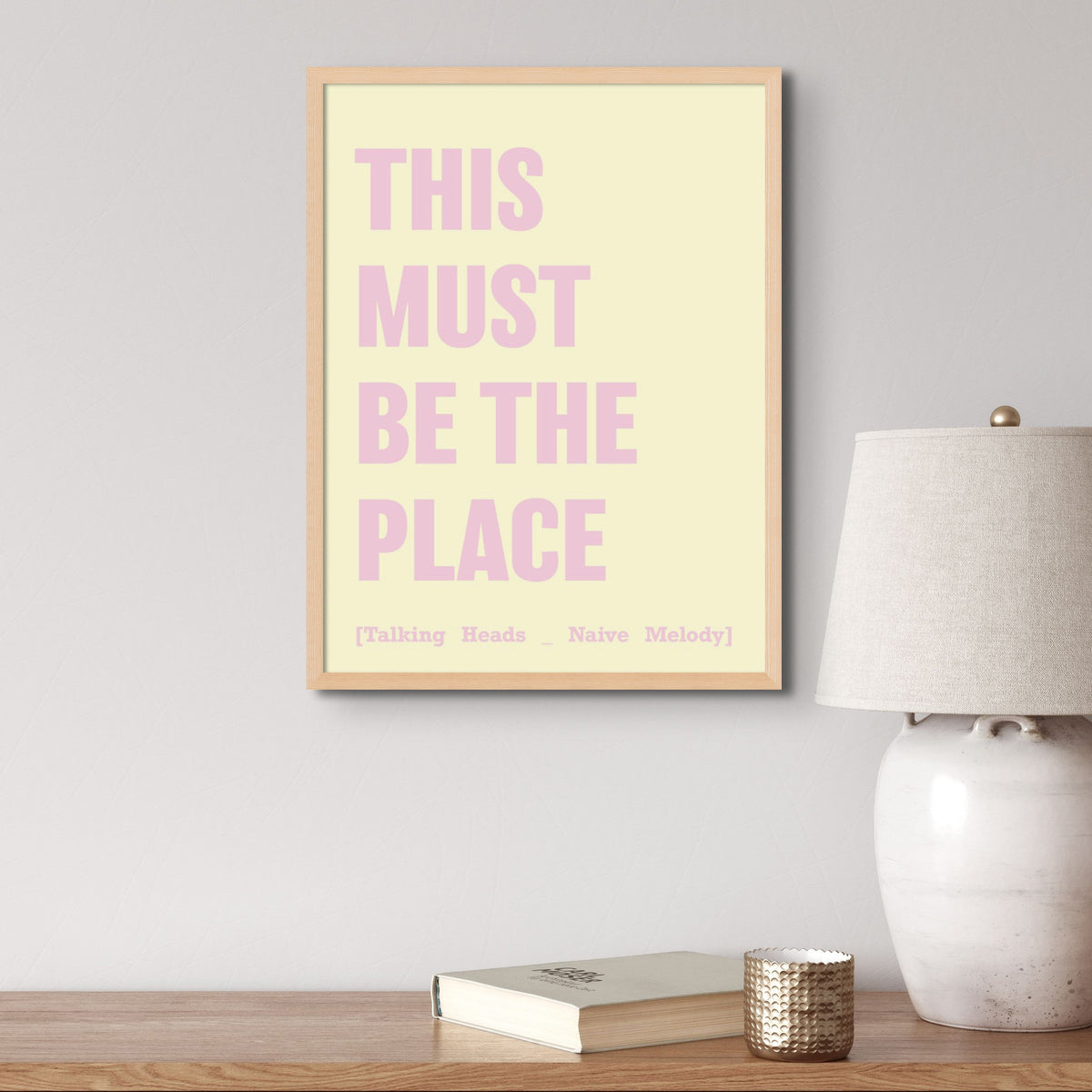 This Must Be The Place (Yellow) Song Lyric Typography Art Print - Unframed Beach House Art - Vintage bird paintings