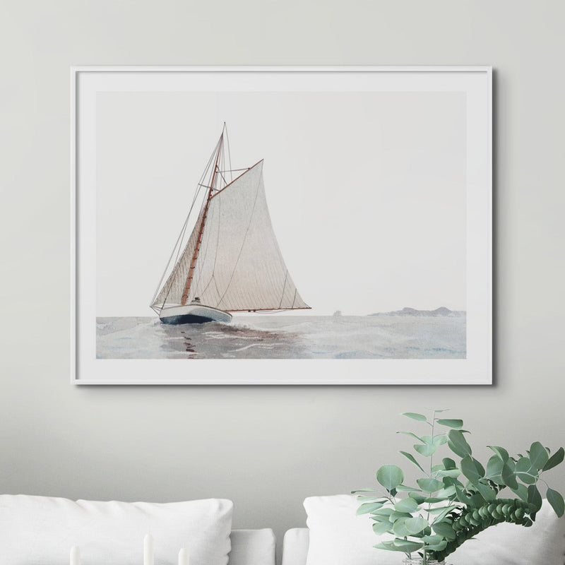 Sailing Yacht Painting | Vintage Watercolour Boat Painting Print - Unframed Wall Art