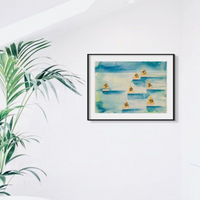 The Regatta Watercolour Print | Modern Coastal Art - Framed