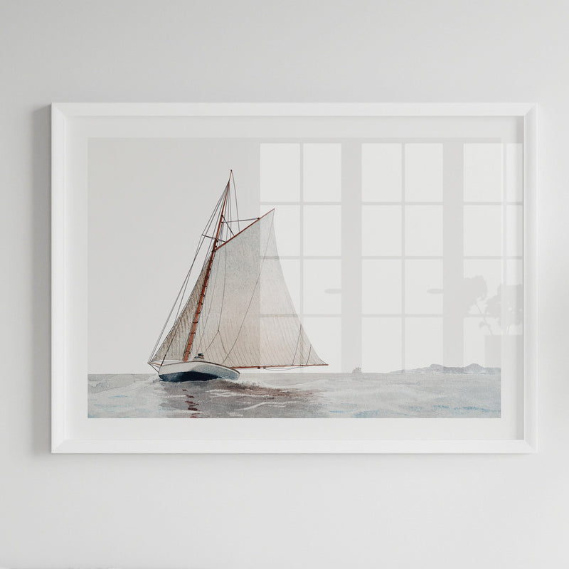 Sailing Yacht Painting | Vintage Watercolour Boat  Print - Framed