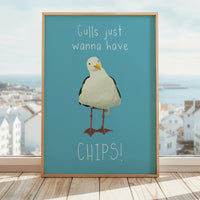 Seagull Painting with Quote | Seagull Art Print - Unframed