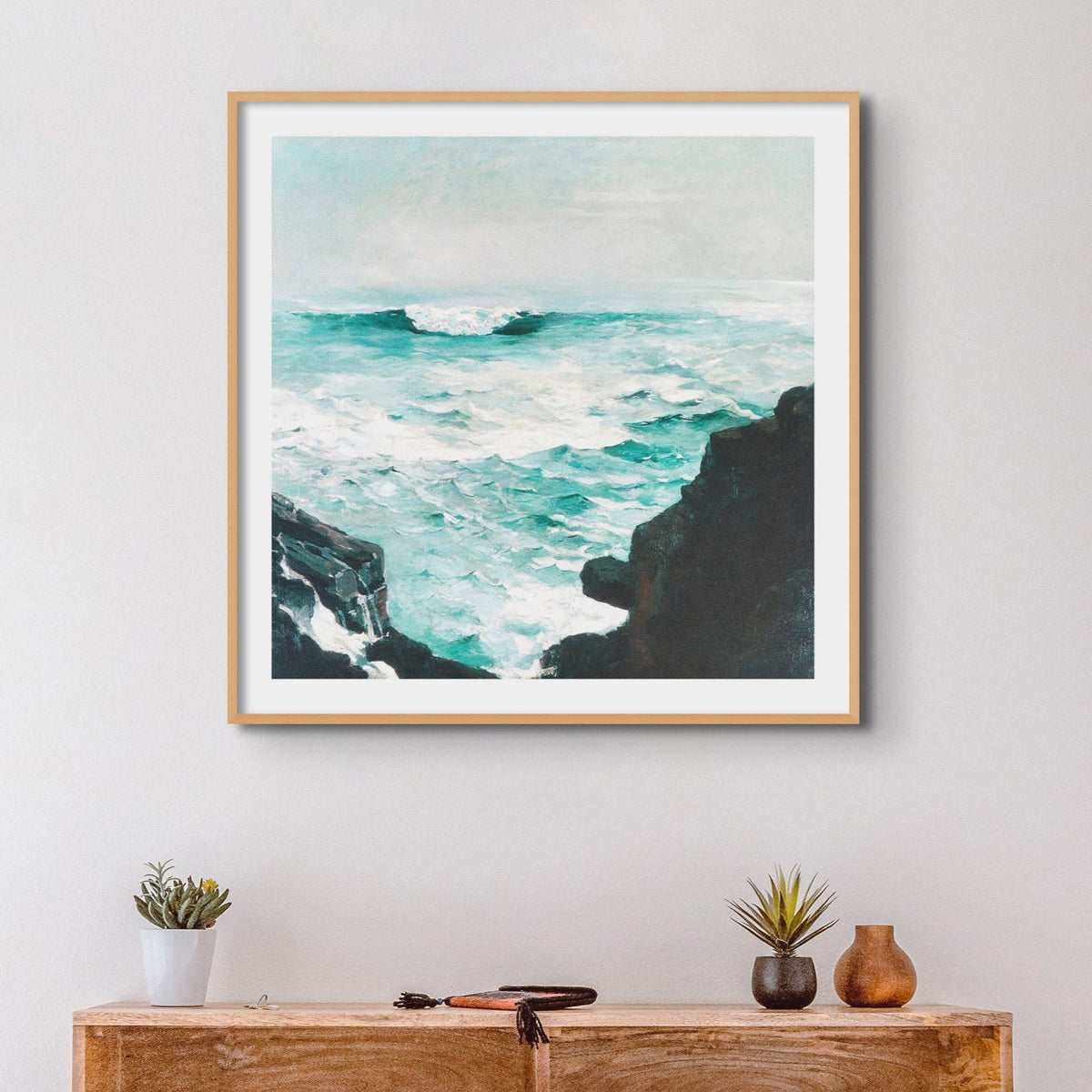 Sea View Painting | Vintage Watercolour Seascape Print - Framed Art Print