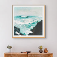 Sea View Painting | Vintage Watercolour Seascape Print - Framed Art Print