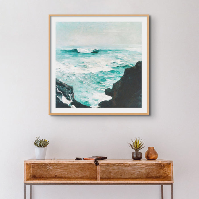 Sea View Painting | Vintage Watercolour Seascape Print - Framed Art Print