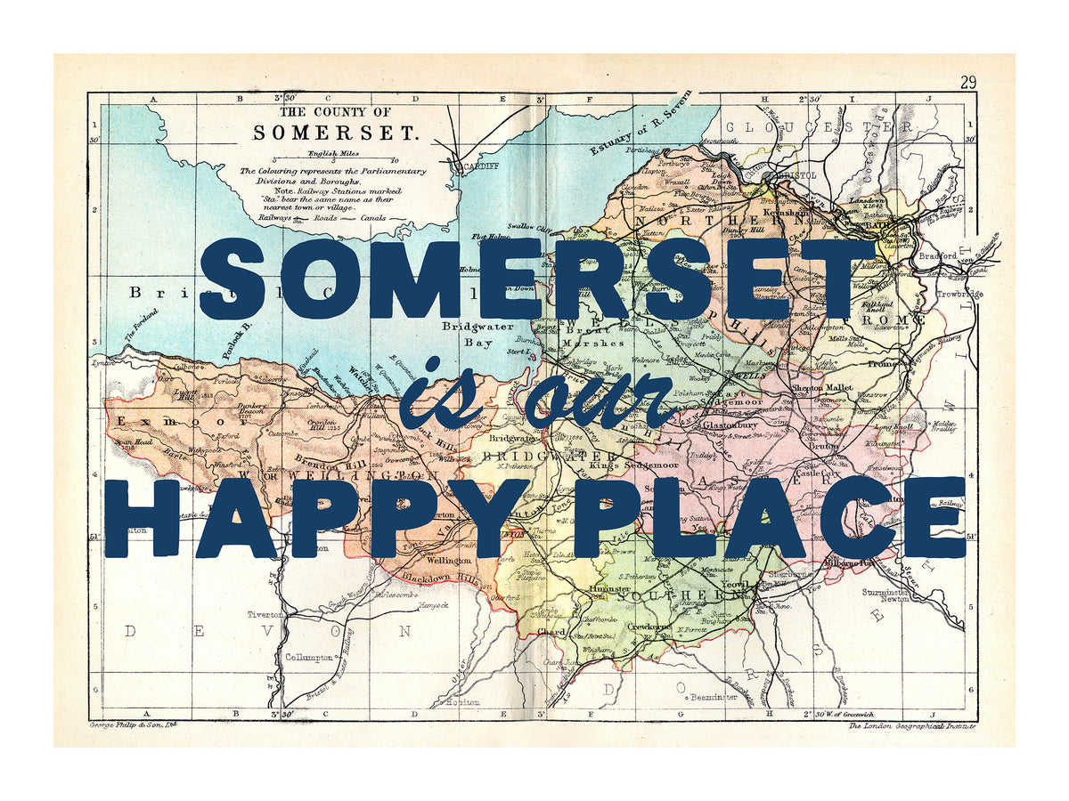 Personalised Quote on Map Print | Personalised Vintage Map Picture - Unframed