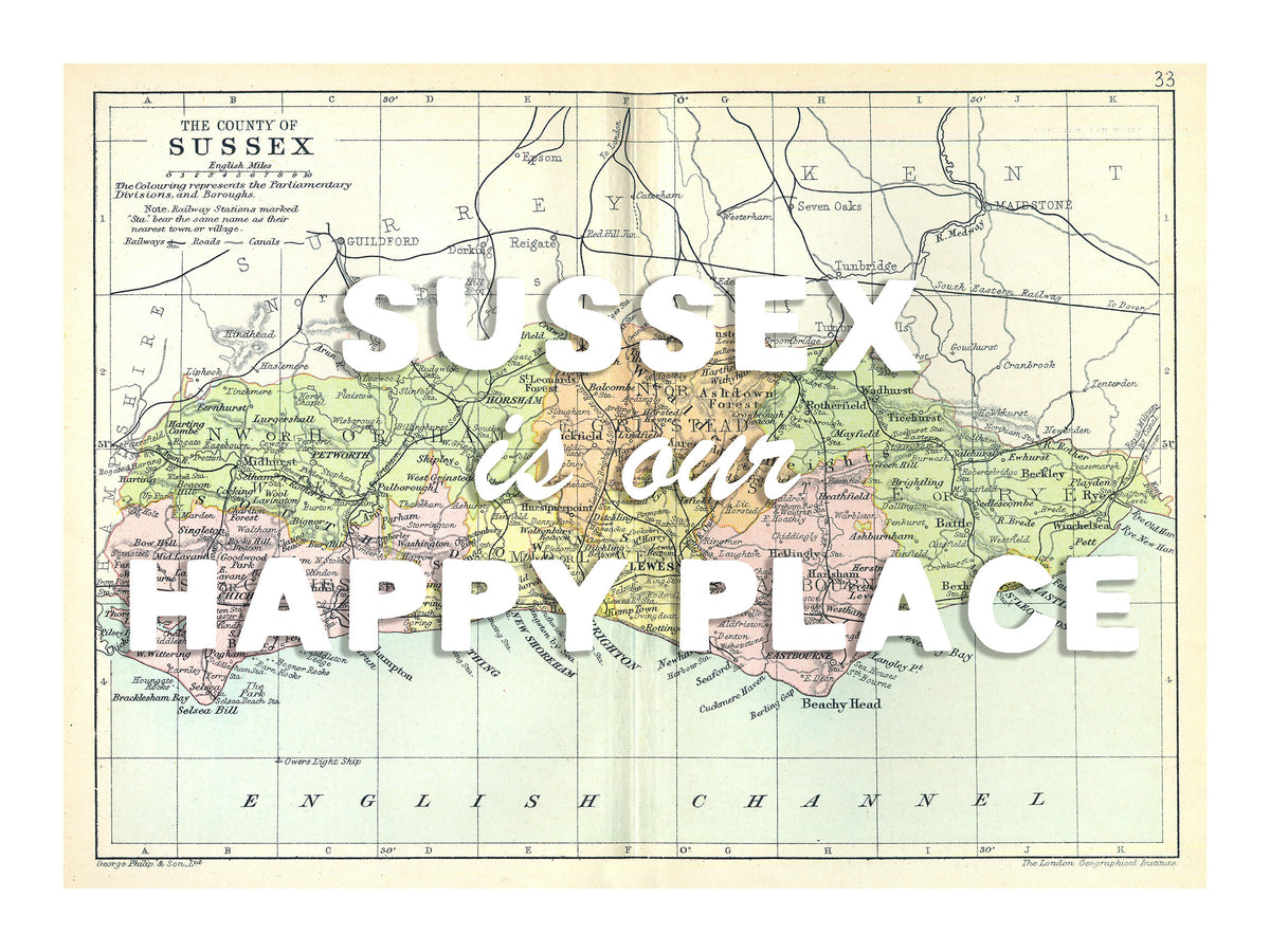 Personalised Quote on Map Print | Personalised Vintage Map Picture - Unframed