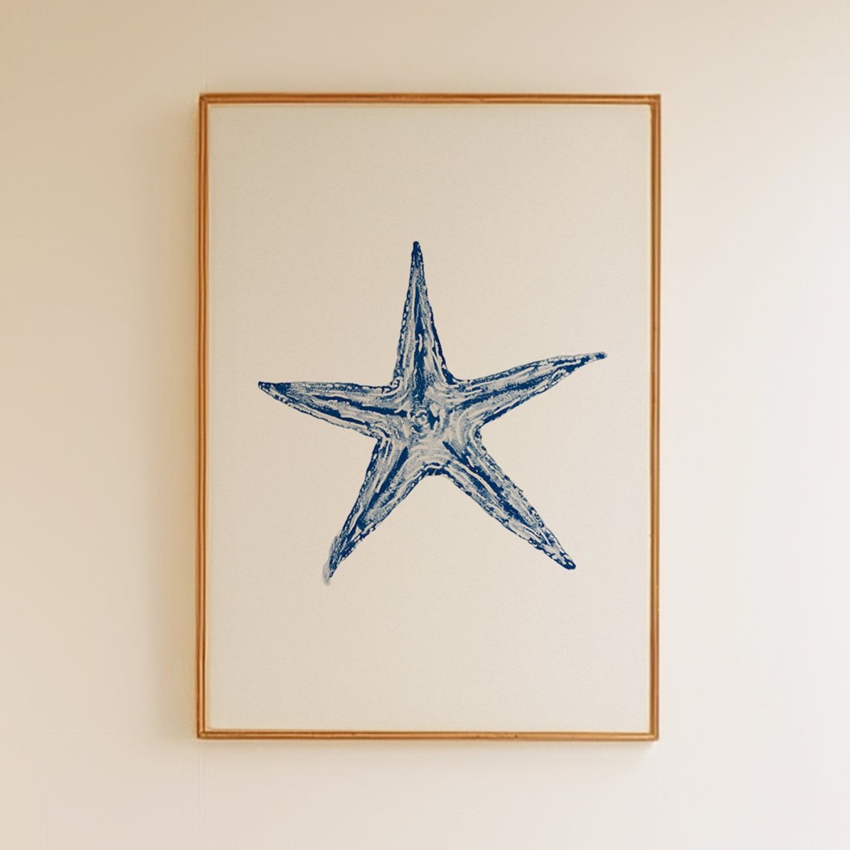 Watercolour Shell Art |  Blue Art Starfish Print - Unframed