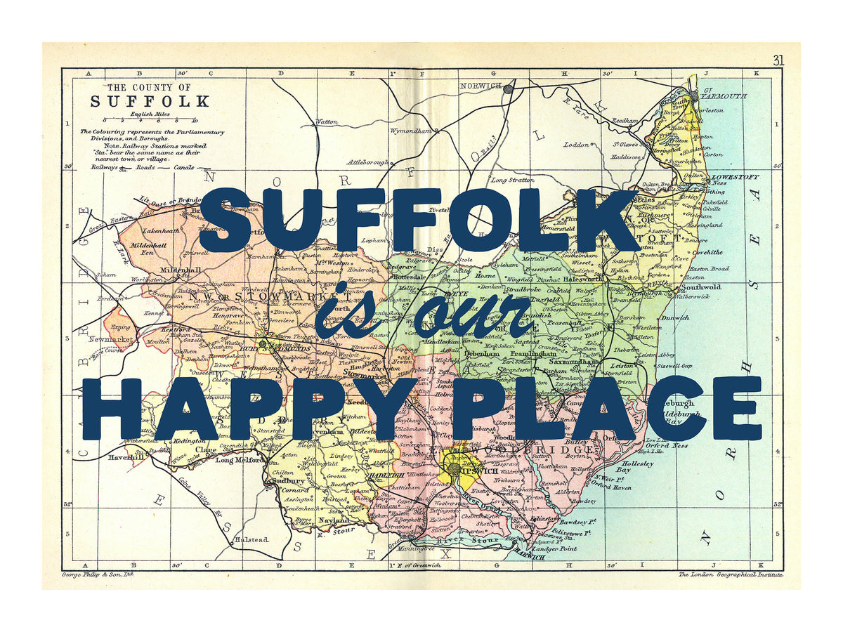 Personalised Quote on Map Print | Personalised Vintage Map Picture - Unframed