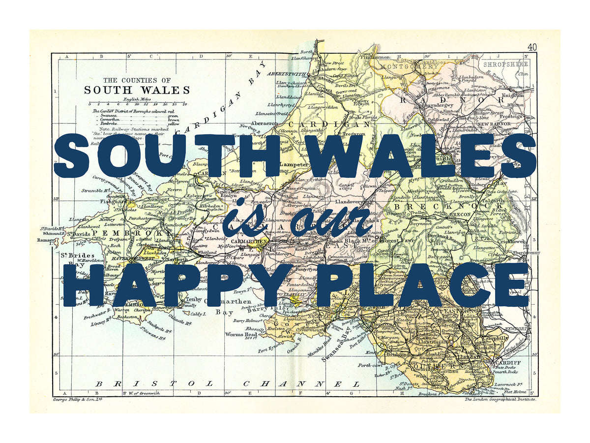 Personalised Quote on Map Print | Personalised Vintage Map Picture - Framed