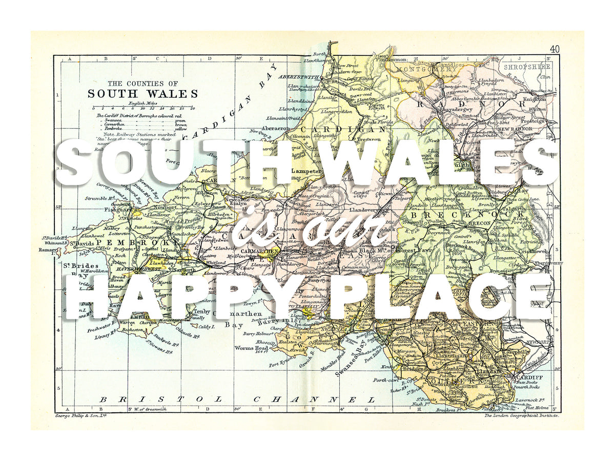 Happy Place Map With White Font - Personalised