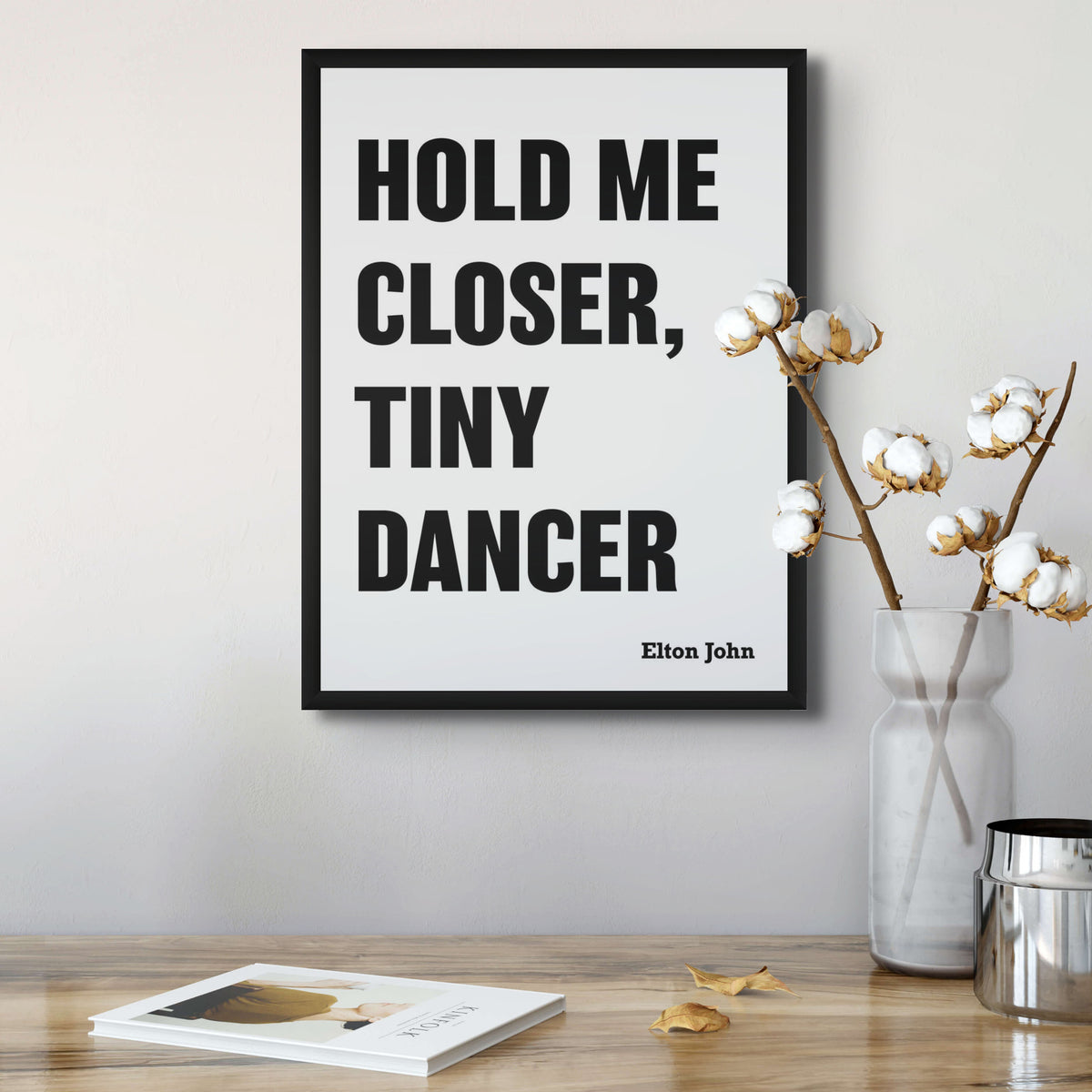 Tiny Dancer (White) Song Lyric Typography Art Print - Framed Beach House Art - Vintage bird paintings