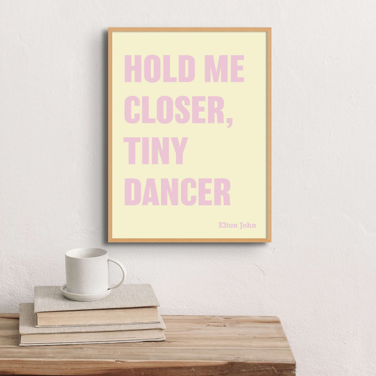 Tiny Dancer (Yellow) Song Lyric Typography Art Print - Framed Beach House Art - Vintage bird paintings