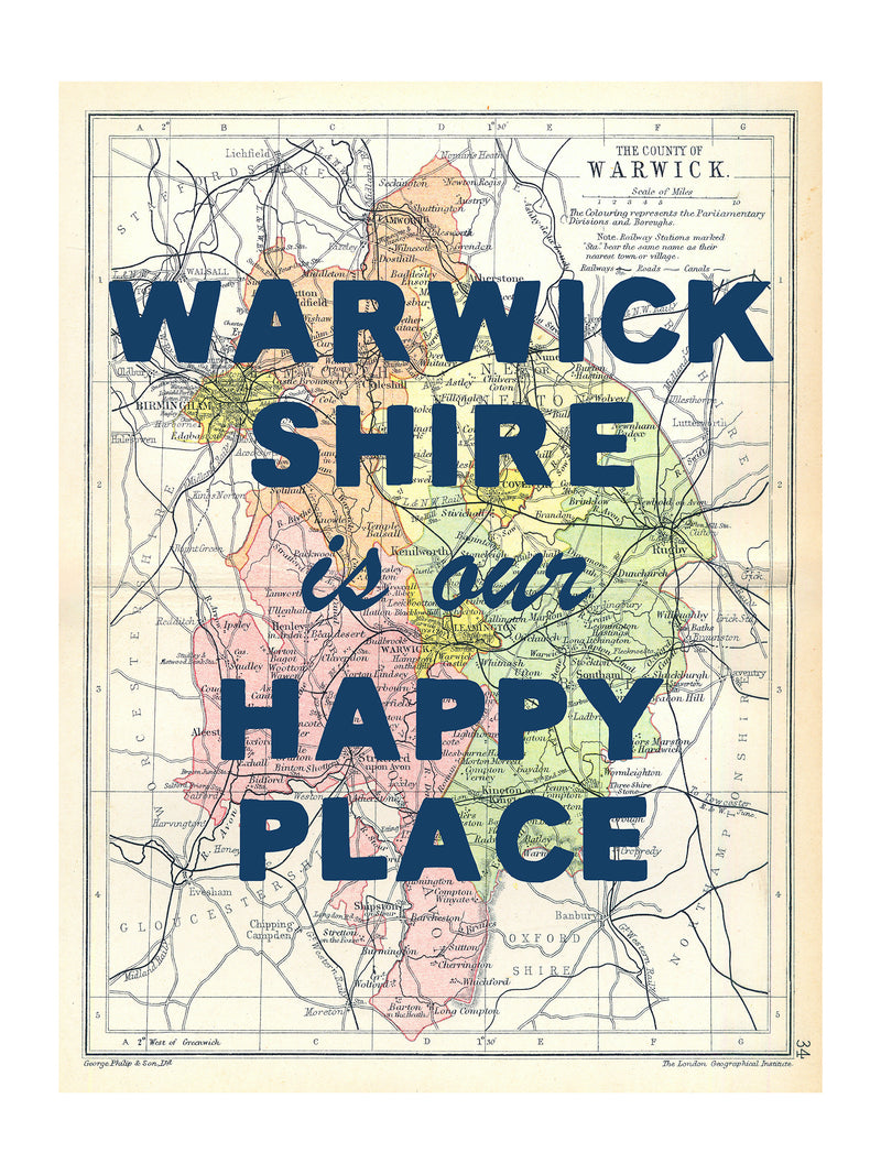 Personalised Quote on Map Print | Personalised Vintage Map Picture - Unframed