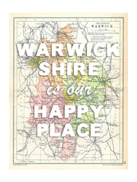 Happy Place Map With White Font - Personalised