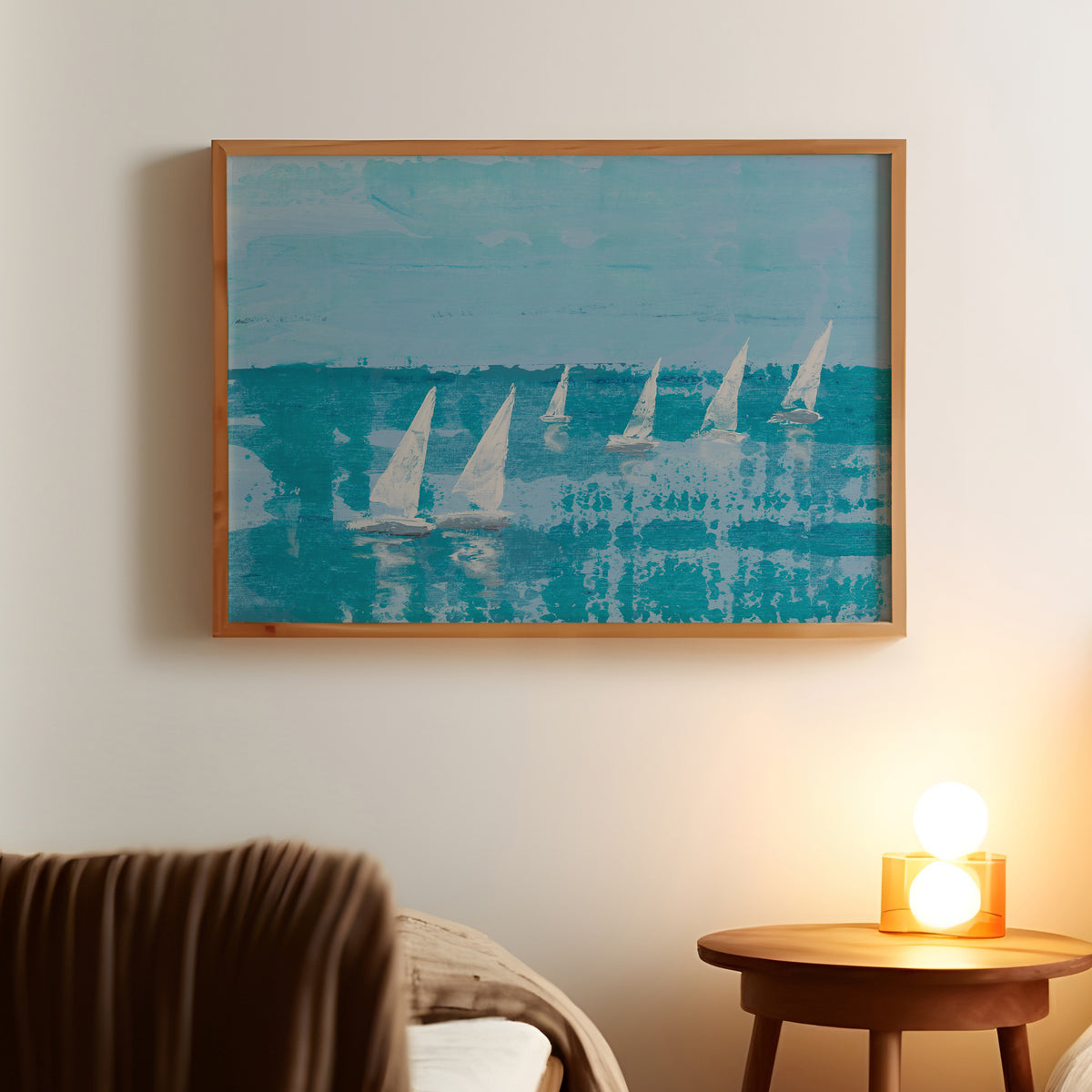 White Sail Regatta | Sailing Painting | Nautical Sailing Regatta Painting  - Unframed