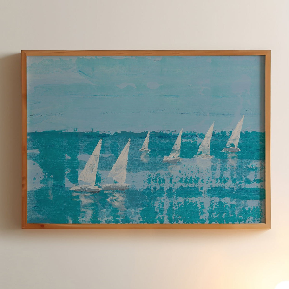 White Sail Regatta | Sailing Painting | Nautical Sailing Regatta Painting  - Framed