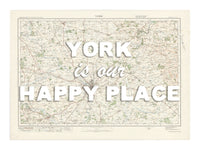 Happy Place Map With White Font - Personalised