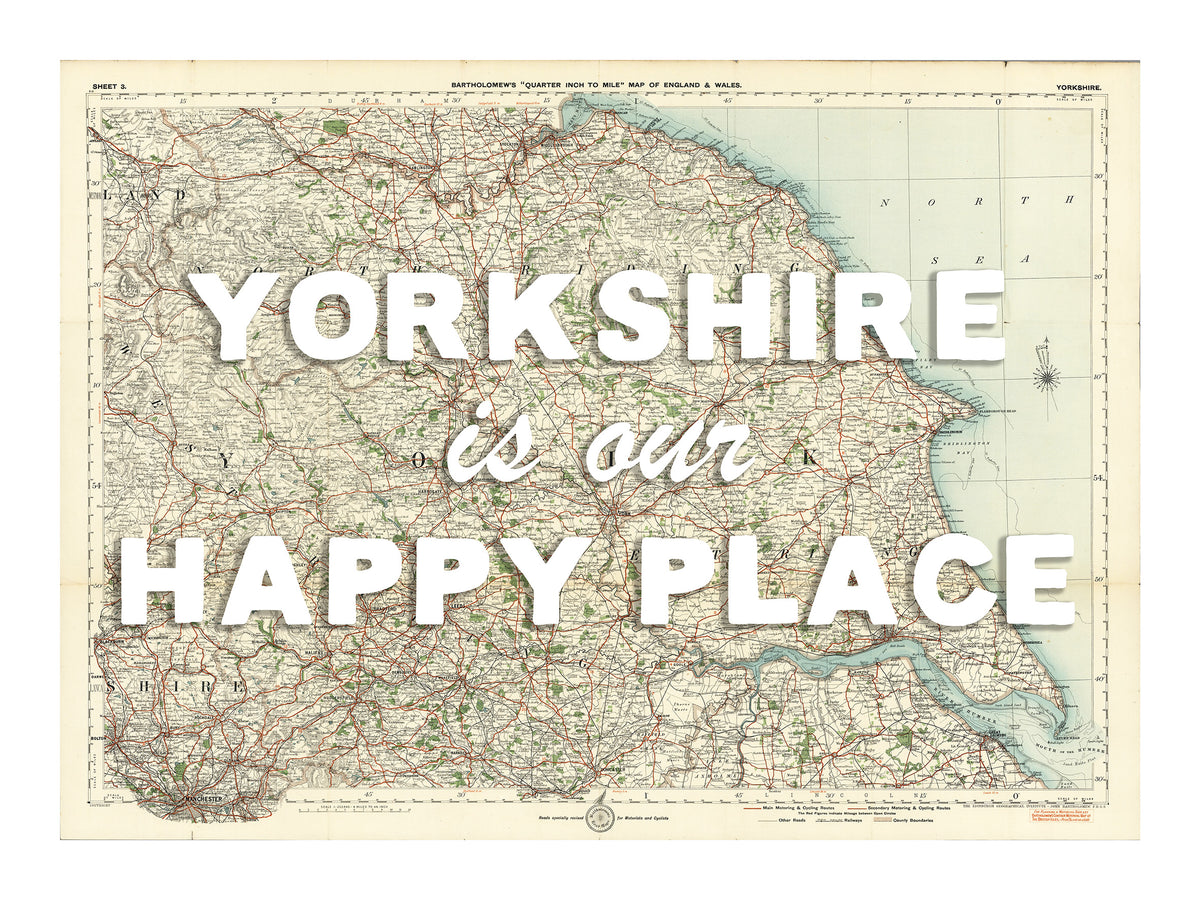 Happy Place Map With White Font - Personalised