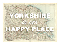 Happy Place Map With White Font - Personalised