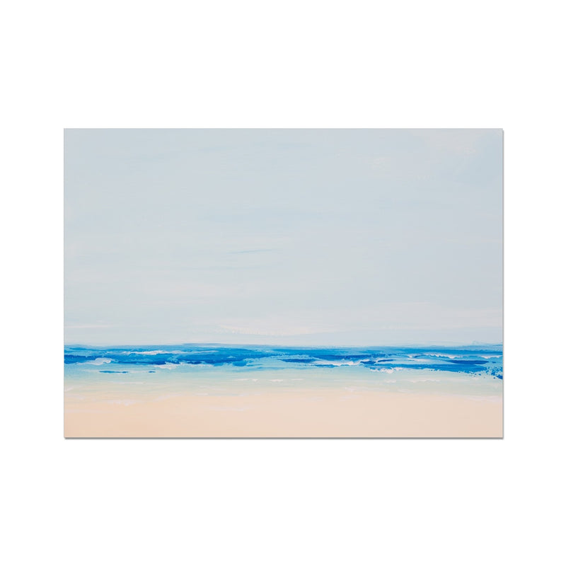 Beach On a Clear Day | Blue Sea Painting - Unframed Wall Art