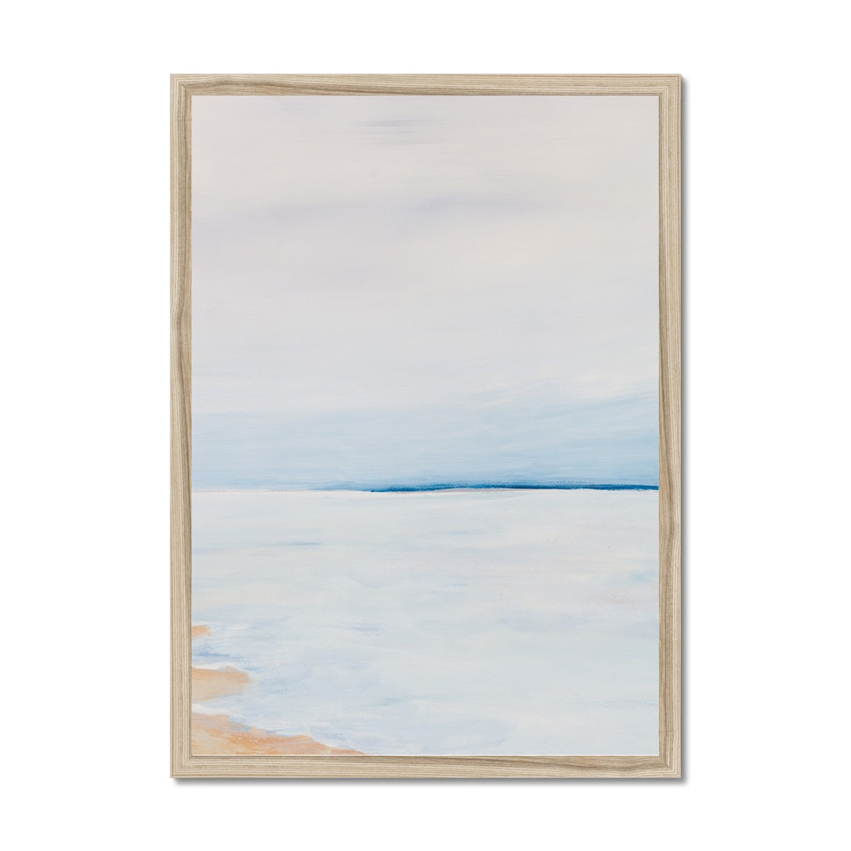 Modern Abstract Coastal Painting No 2 | Minimal Sea Painting Blue - Framed Wall Art