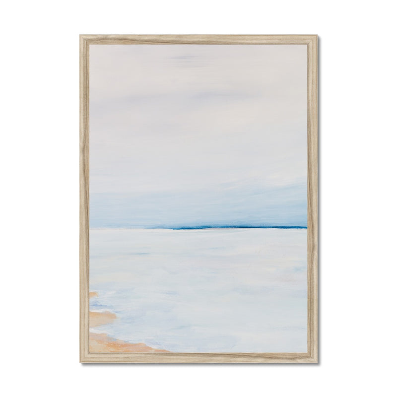 Modern Abstract Coastal Painting No 2 | Minimal Sea Painting Blue - Framed Wall Art