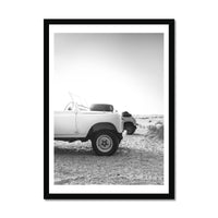 Land Rover Defender Beach at Dawn Photography Print - Framed