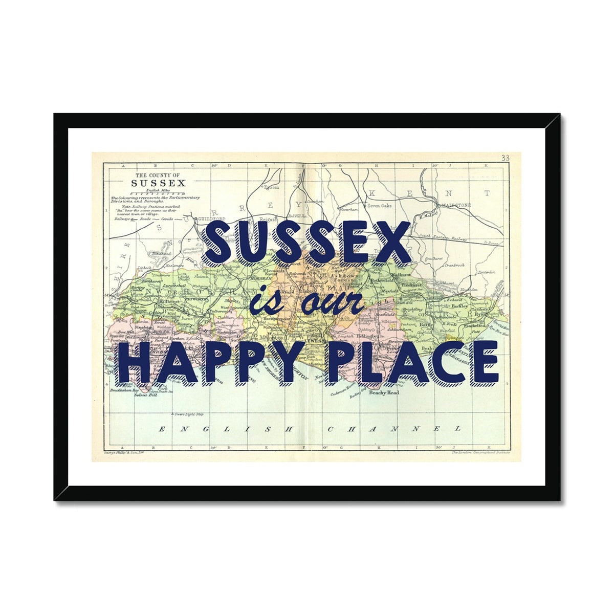 Sussex is our Happy Place | Dk Navy Special - Framed