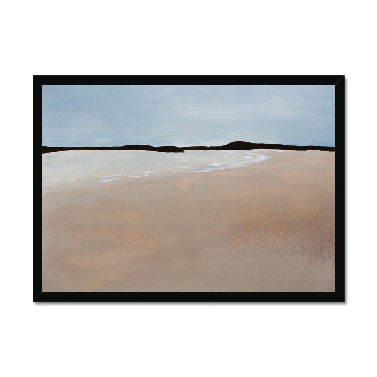 Calm Bay Painting | Minimal Abstract Coastal Painting - Framed Wall Art