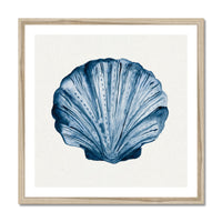 Indigo Watercolour Scallop Shell Painting | Shell Art Print - Framed Wall Art