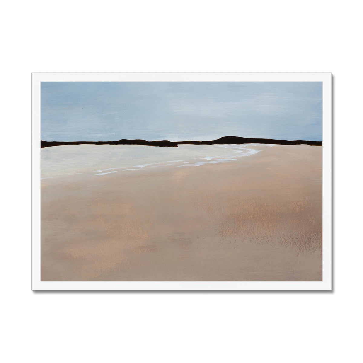 Calm Bay Painting | Minimal Abstract Coastal Painting - Framed Wall Art