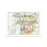 Abersoch is my Happy Place Quote on Vintage North Wales Map Print - Unframed