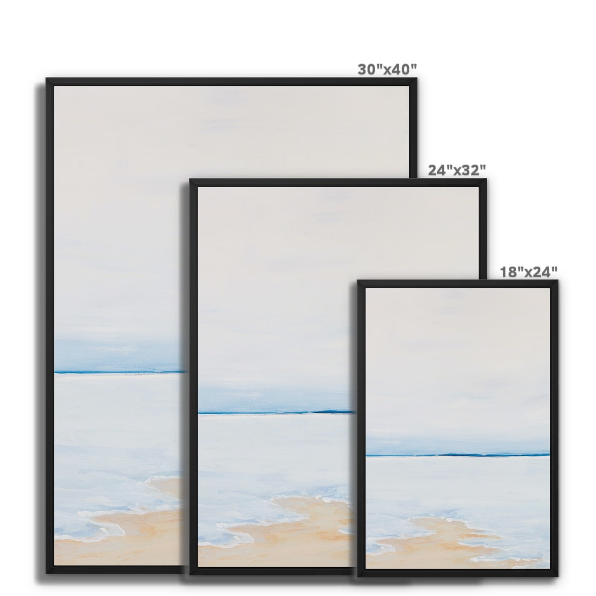 Modern Abstract Coastal Painting No 1 | Minimal Seascape Painting - Framed Canvas