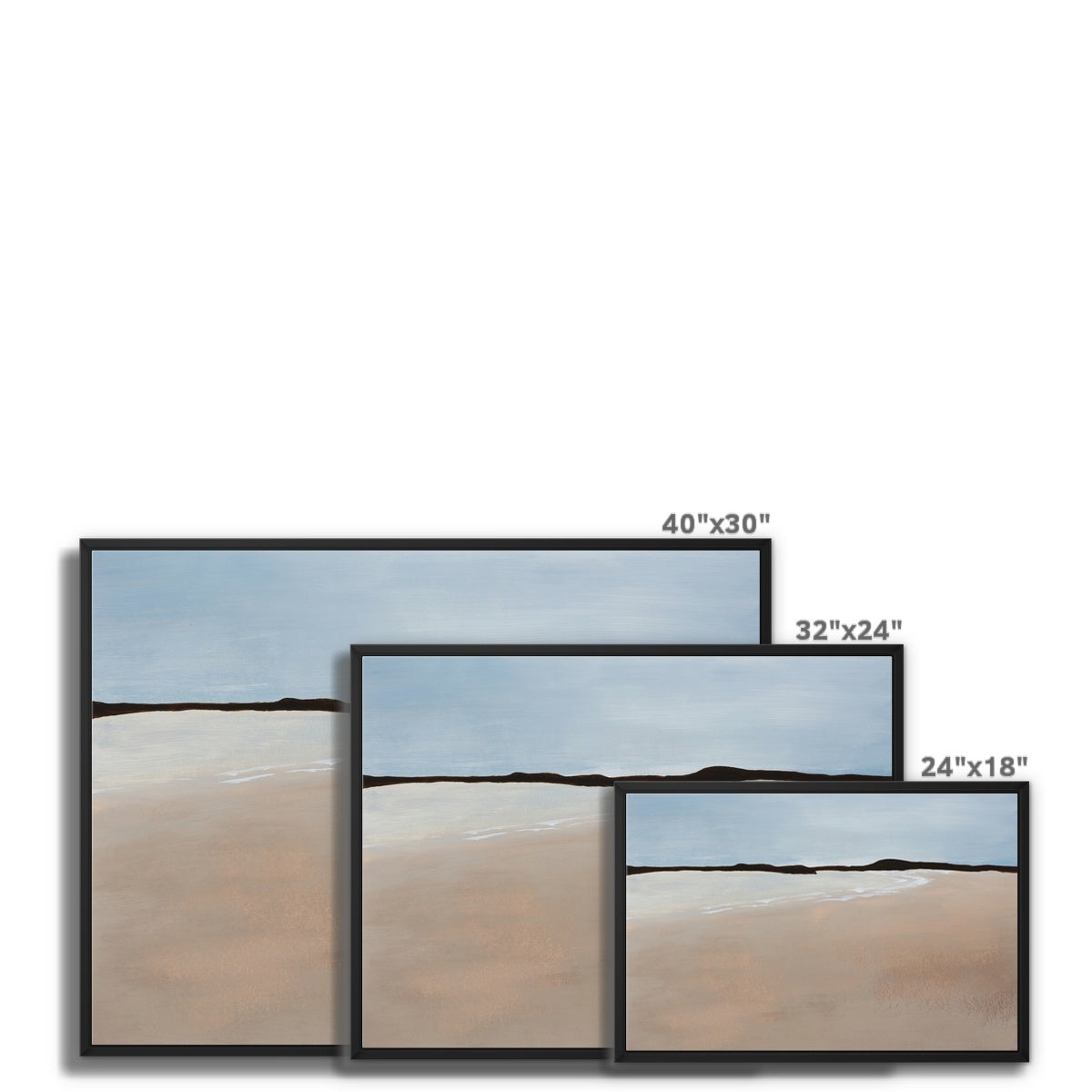 Calm Bay Painting | Minimal Abstract Coastal Painting Wall Art - Framed Canvas