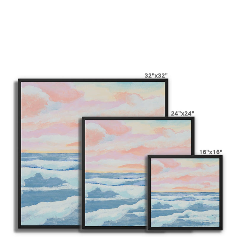 Sunrise Sea Painting | Seascape Painting - Framed Canvas