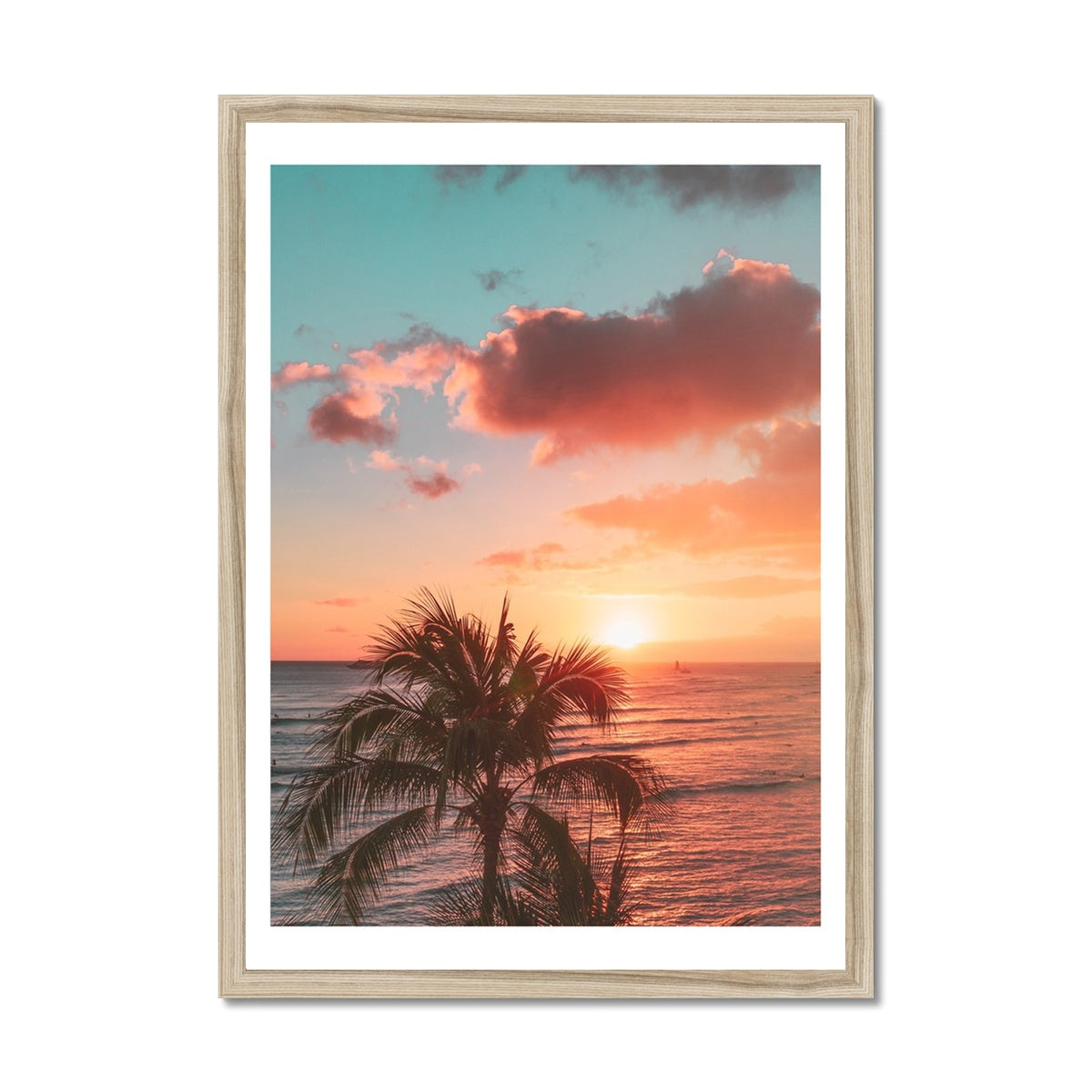 Beach Sunset Photo | Palm Photography Print - Framed Wall Art