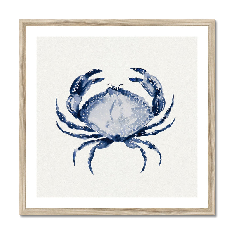 Indigo Dot Watercolour Crab Painting | Crab Art Print - Framed Wall Art