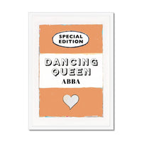 Dancing Queen Quote on  Vintage Style Book Cover Print in Orange - Framed