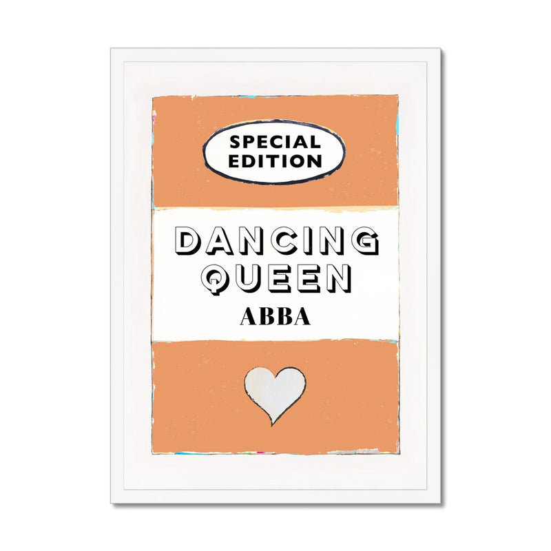 Dancing Queen Quote on  Vintage Style Book Cover Print in Orange - Framed